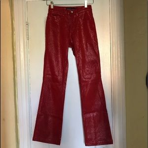 red faux snakeskin flared jean 90s sz xs